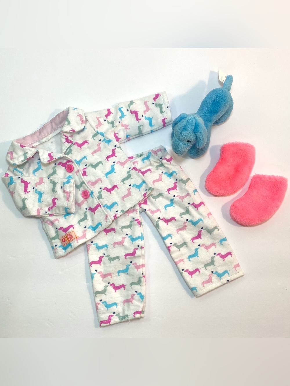 Our Generation 18” Doll Clothes Counting Puppies Flannel Pajamas Slippers Dog